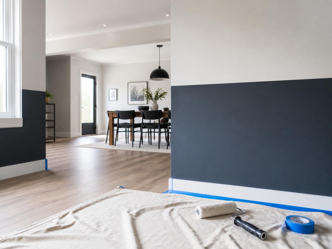 Freshly painted interior with crisp two-tone walls